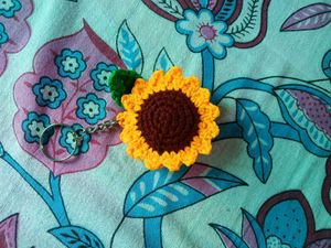 Handmade Crochet Sunflower Keychain