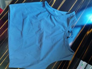 Solid Blue Sleeveless Top