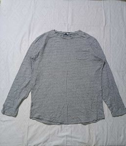 Jack &amp;  jones Grey Long Sleeve Pocket T-Shirt