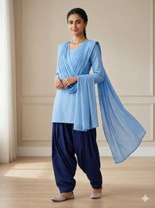 Stylish Blue Ethnic Pants with dupatta