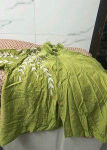 Green shirt with embroidery