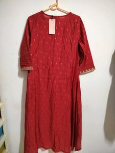 Red Embroidered Kurta