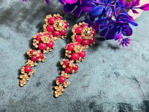 Stunning Pink & Gold Dangle Earrings