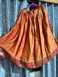 Orange Silk Lehenga Skirt