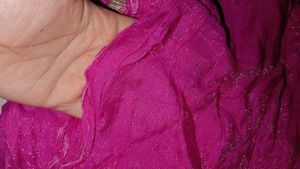 Pink Shimmery Dupatta with Gold Border