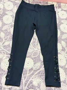 Women's Navy Blue High-Waist Stretch Ankle-Length