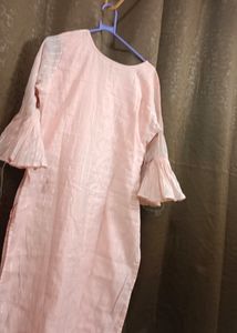 Peach Colour Ambrodaried Kurta With Plazzo