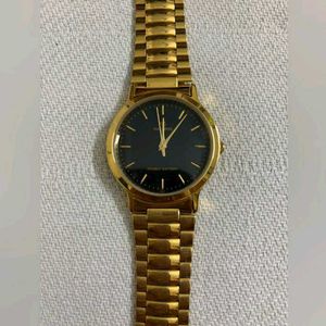 Maxima Gold Watch with Black Dial (Unisex)