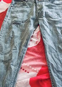 Stylish Distressed Blue Jeans