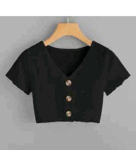 Chic Black V-Neck Crop Top