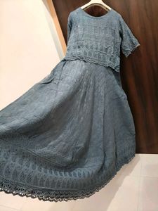 Stylish Grey Chikankari Gawn