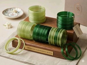 Chroma Jade Glass Bangles Set