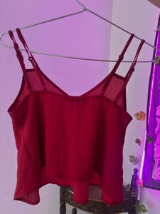 Chic Red V-Neck Cami Top [SIZE-XS]