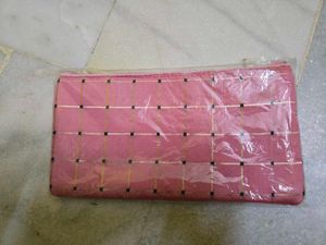 Chic Pink Plaid Pouch Bag