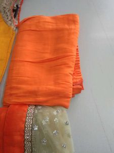 Yellow Kurta Set with Orange Dupatta