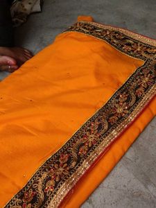 Orange Embroidered Saree
