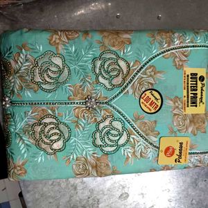 Butter Print Embroidered Dress Material Set