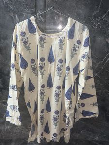 Cream Printed Short Kurti