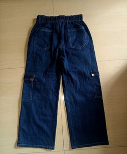 Women’s Dark Blue Denim Cargo Jeans