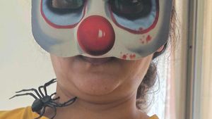 combo of santa cap.and Halloween  mask