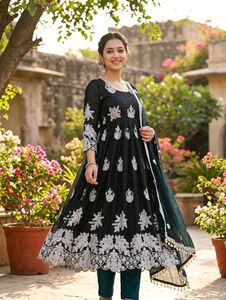 Elegant Black Kurta Set with Silver Embroidery