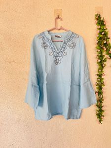 Light Blue Embroidered Kurta
