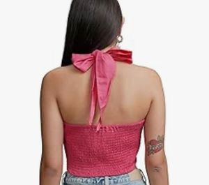 Chic Pink Halter Neck Crop Top