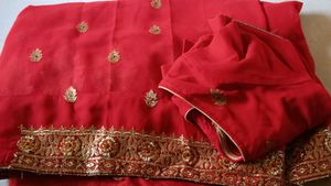Stunning Red Embroidered Saree