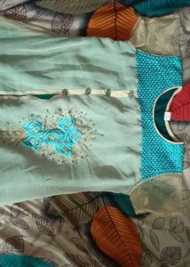 Sea Green With Biscuit Colour Coat Model Kurthi 💚