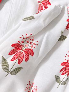 ( Anouk ) white short kurta with red floral print