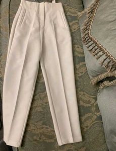 Elegant Women's Almond White High waist Trousers.
