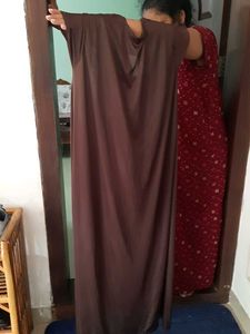 Elegant cofee Brown Nightgown with Lace Detail