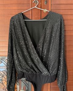 Sparkly Black Wrap Bodysuit