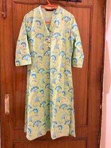 Green Floral Print Kurta