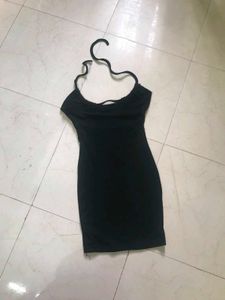 Chic Black Cut-Out Halter Dress