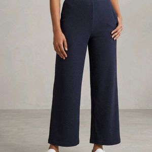 Black Textured Wide Leg Pants
