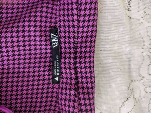 zara Chic Purple Checkered Crop Top