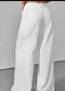 linene off white Wide Leg Pants