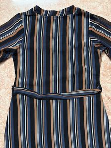 Striped V-Neck Tie-Waist Dress