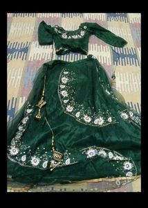 green teal lehnga two time wear only
