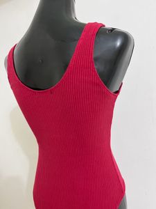 Red Sleeveless Bodysuit