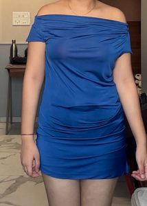 Navy Blue Textured Dress
