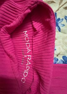 Ribbed Pink Casual Top