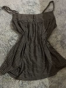 Striped babydoll Top with Button Detail