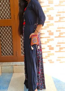Stylish Navy Blue &amp; Red Kurta