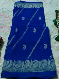 Royal Blue Embroidered Saree