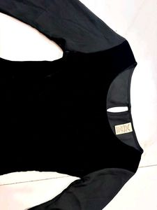 velvet~georgette bell sleeve short kurti