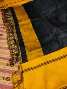 Black &amp; Yellow non zari kanjivaram saree