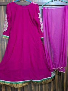 Pink Embellished Kameez and Dupatta