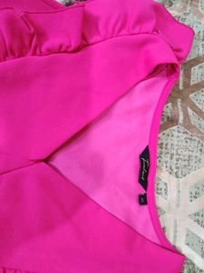 Fuchsia Ruffle Trim Crop Top